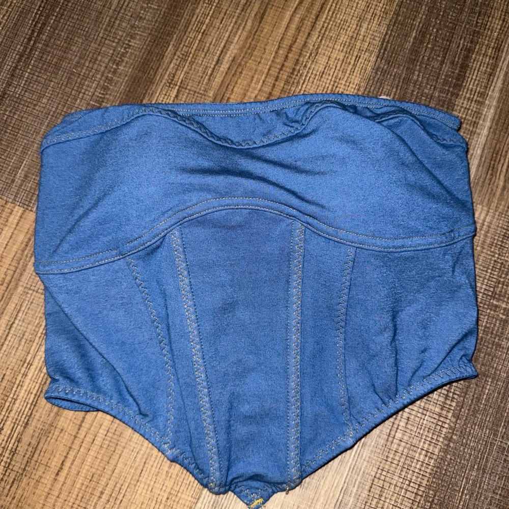 Denim corset top